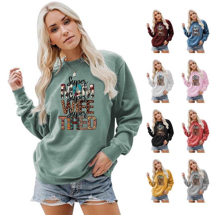 Women's Crew Neck Print Plus Size Sweatshirt - Mubimart