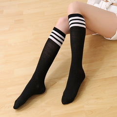 College Style Striped Sports But Knee-high Cotton Socks - Mubimart -  