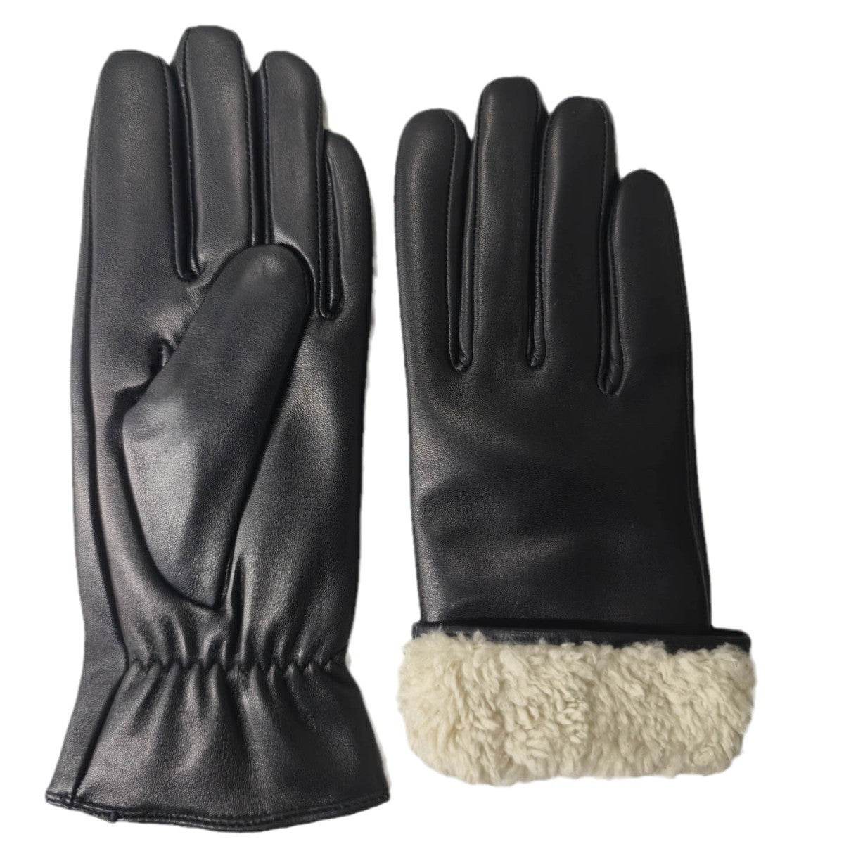 Winter Women's Warm Leather Gloves - Mubimart