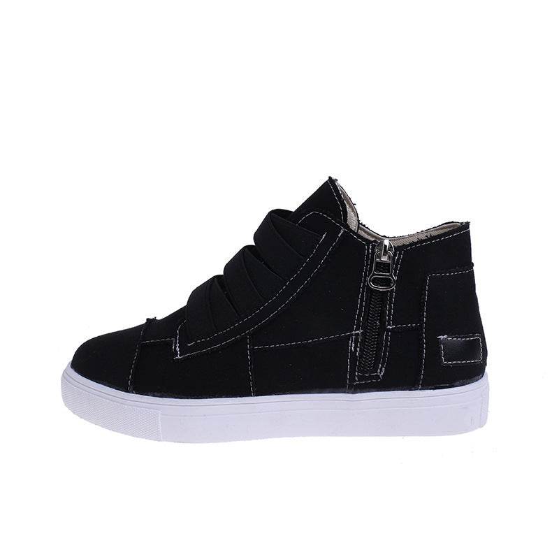 Canvas Flat Shoes Women Side Zipper Walking Sneakers - Mubimart