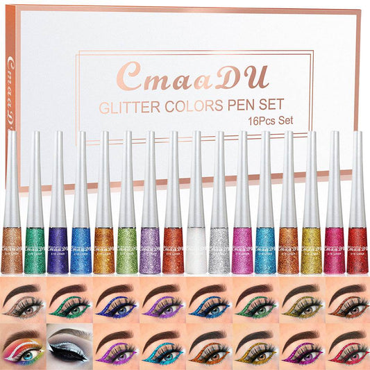 Fashion Creative Glitter Powder Liquid Eyeliner Set - Mubimart