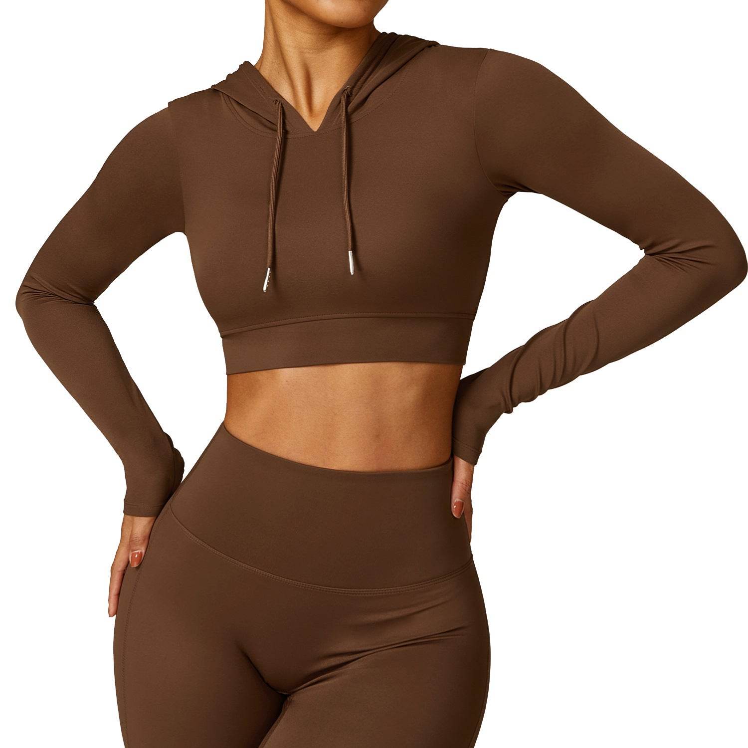 Outdoor Running Exercise T-shirt Hooded Workout Clothes Top - Mubimart
