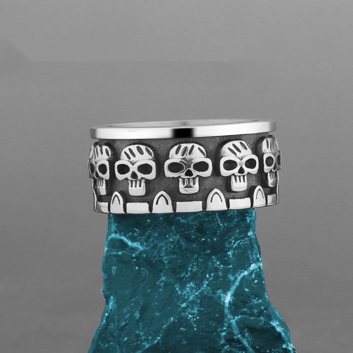 Punk Skull Head Titanium Steel Ring For Men - Mubimart