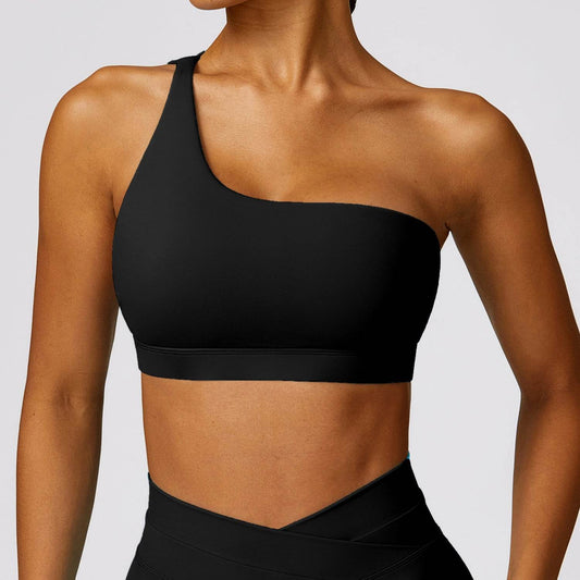Women's One-shoulder Beauty Back Yoga Bra Quick-drying Workout Top - Mubimart