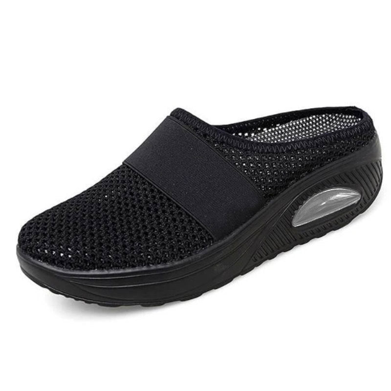 New Women's Slipper Head Large Size Thick Sole Sandals Platform Breathable Mesh Flat Shoes Women Flip Flops - Mubimart -  