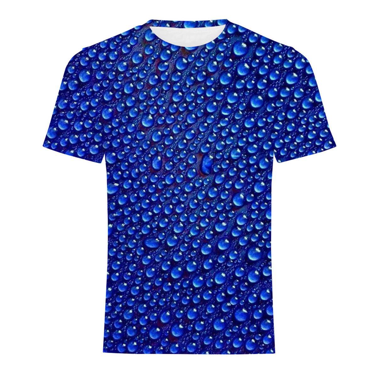 Mens Fashion Casual Digital Print Crew Neck T-shirt - Mubimart