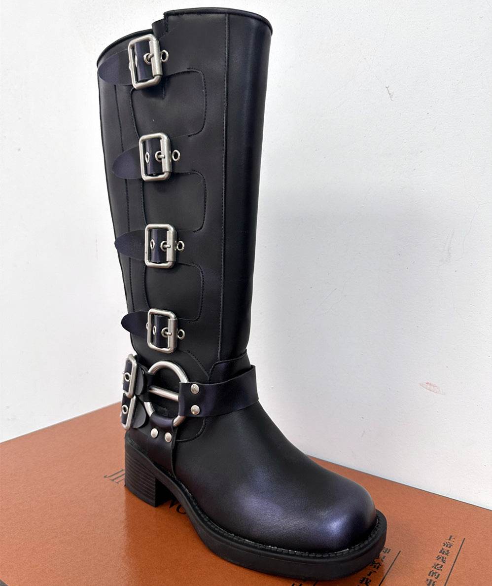 Widened Large Size Boots Square Toe Below The Knee Boots - Mubimart