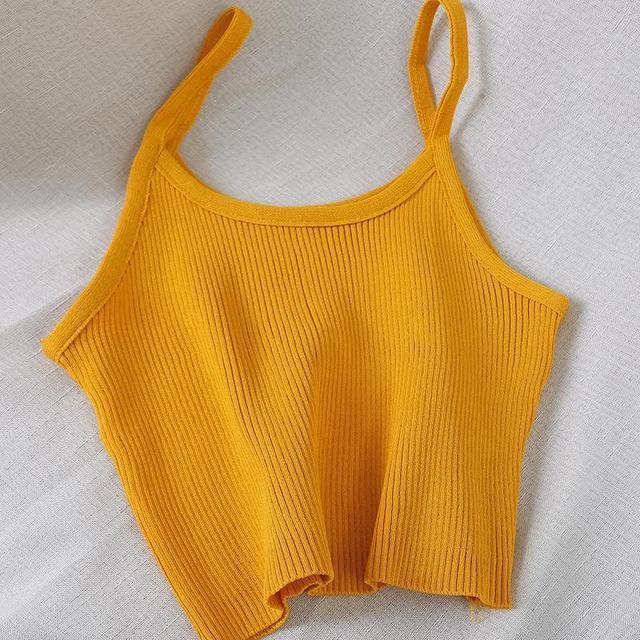 Women's Solid Color Knitted Camisole Top - Mubimart