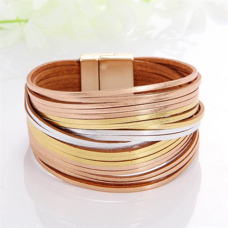 New Popular Multi-color Leather Charm Bracelet Men And Women Same Ornament Can Be Used As Gifts - Mubimart