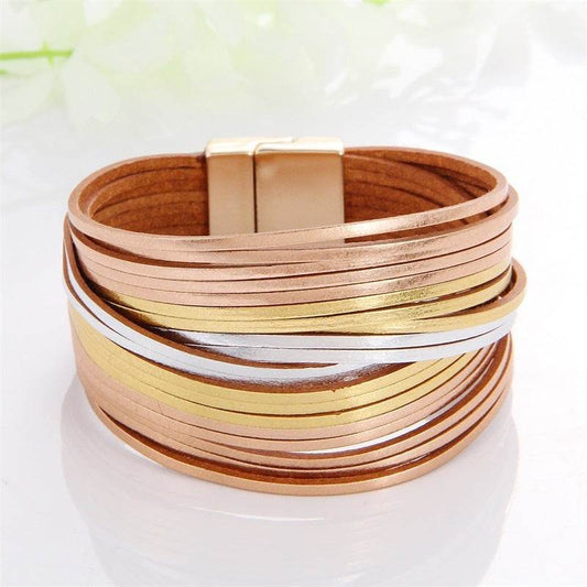 New Popular Multi-color Leather Charm Bracelet Men And Women Same Ornament Can Be Used As Gifts - Mubimart