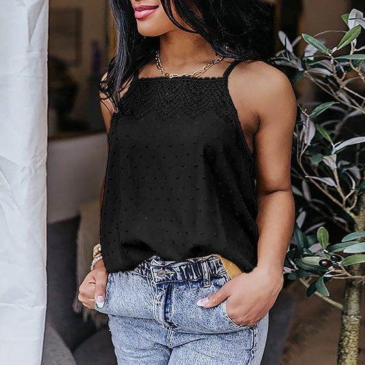 Lace Stitching Casual Ladies Blouse Camisole Women - Mubimart