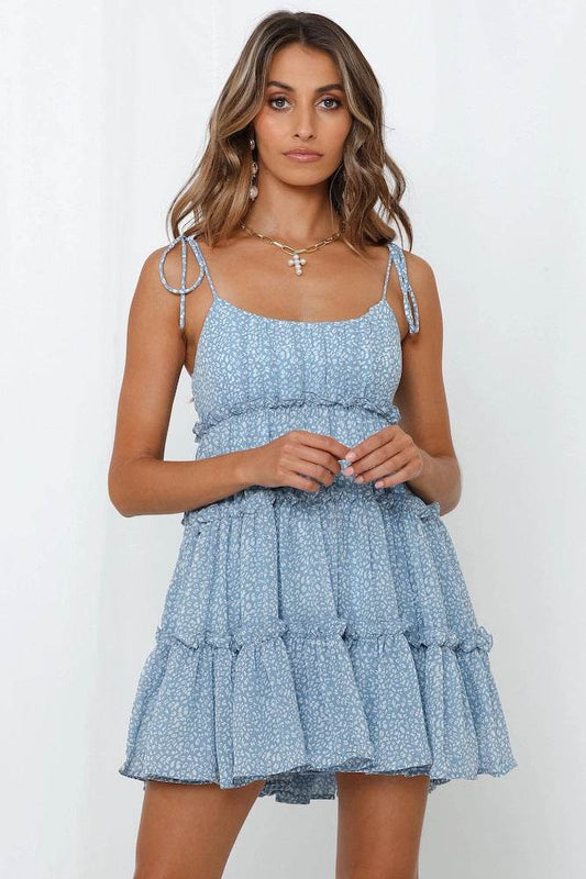 Vacation Style Printing Slip Dress - Mubimart