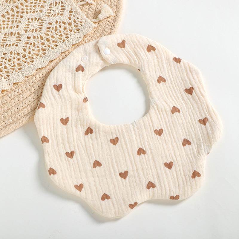 6 Layers Cotton Cloth Petal Bib Children's Saliva Towel Can Rotate 360 Degrees - Mubimart
