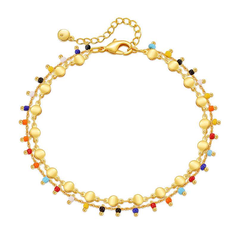 Candy Color Small Rice-shaped Beads National Style Anklets - Mubimart