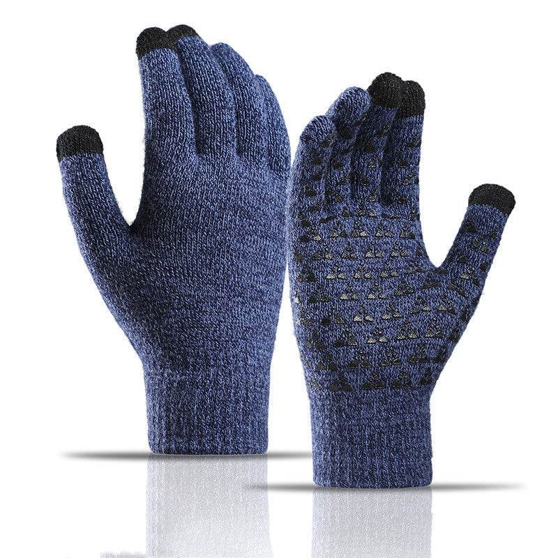 Winter Knitted Gloves For Men And Women Warm Cycling Anti-Cold Anti-Slip Triangular Offset Warm Gloves - Mubimart
