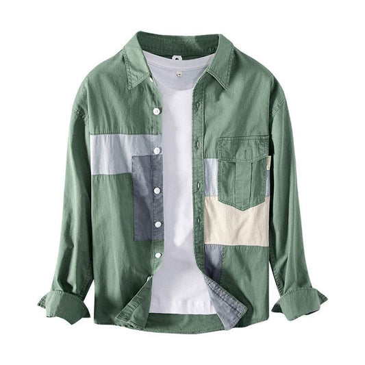Shirt Men's Cotton Casual Workwear Shirt Jacket Men - Mubimart