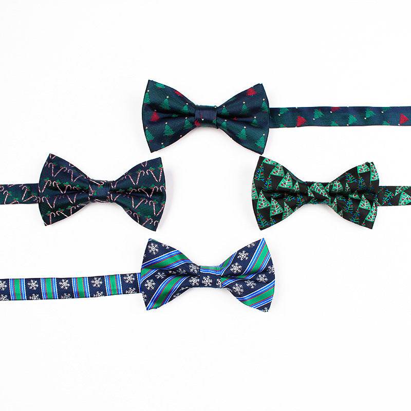 Mens Christmas Fashion Casual Print Bow Tie - Mubimart
