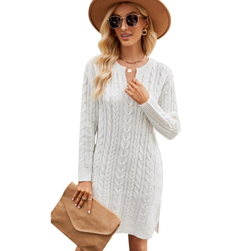 Women's Twisted Midi Knitted Dress - Mubimart -  