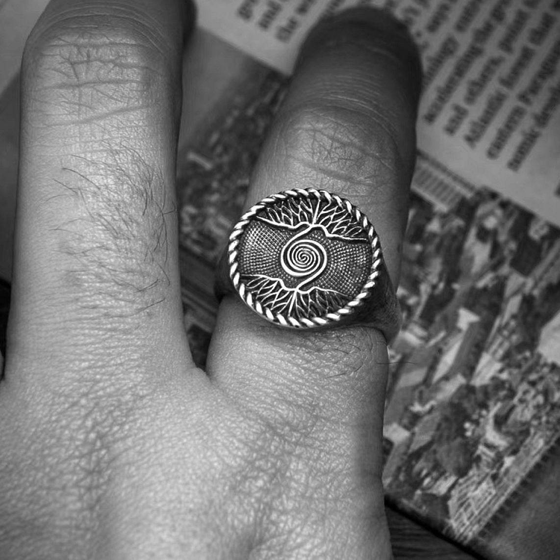 Marcasite Ring Tree Of Life Ring Ornament Men - Mubimart