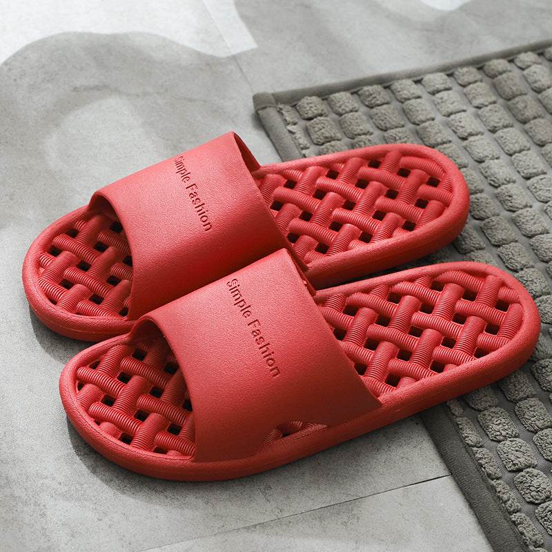 Solid Color Letter Bath Indoor Non-slip Plastic Slipper - Mubimart