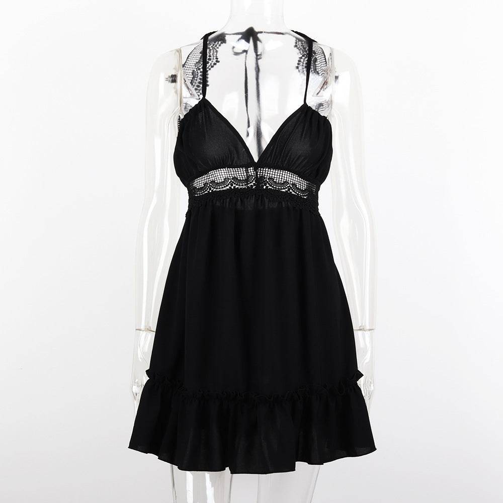 Sexy Backless Lace Slip Dress - Mubimart