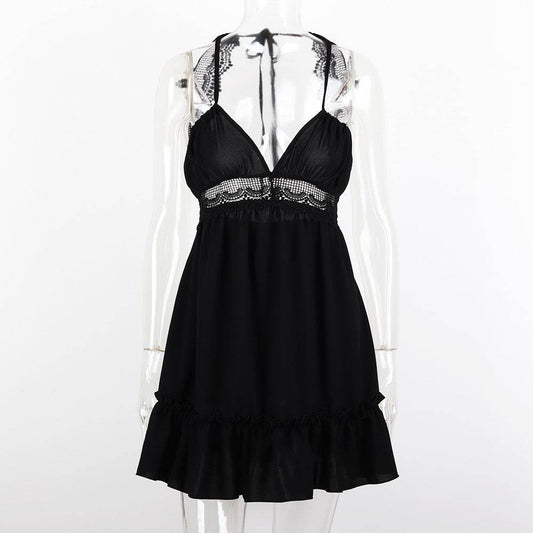 Sexy Backless Lace Slip Dress - Mubimart
