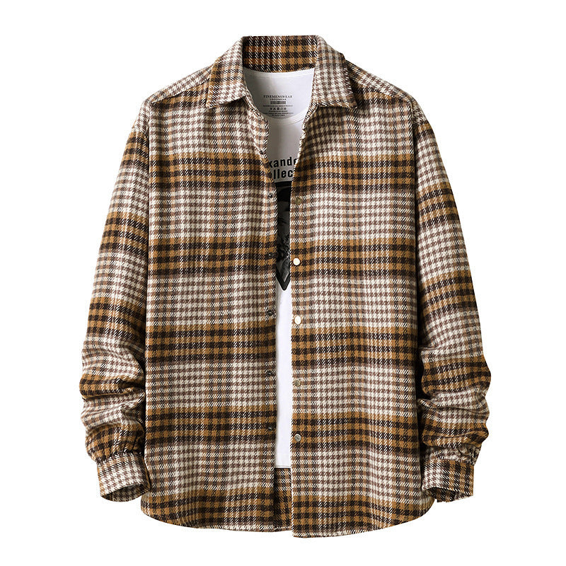 Flannel Thick Plaid Shirt Men's Style Jacket Lining