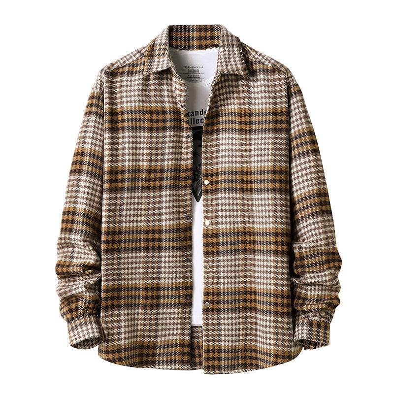 Flannel Thick Plaid Shirt Men's Style Jacket Lining - Mubimart