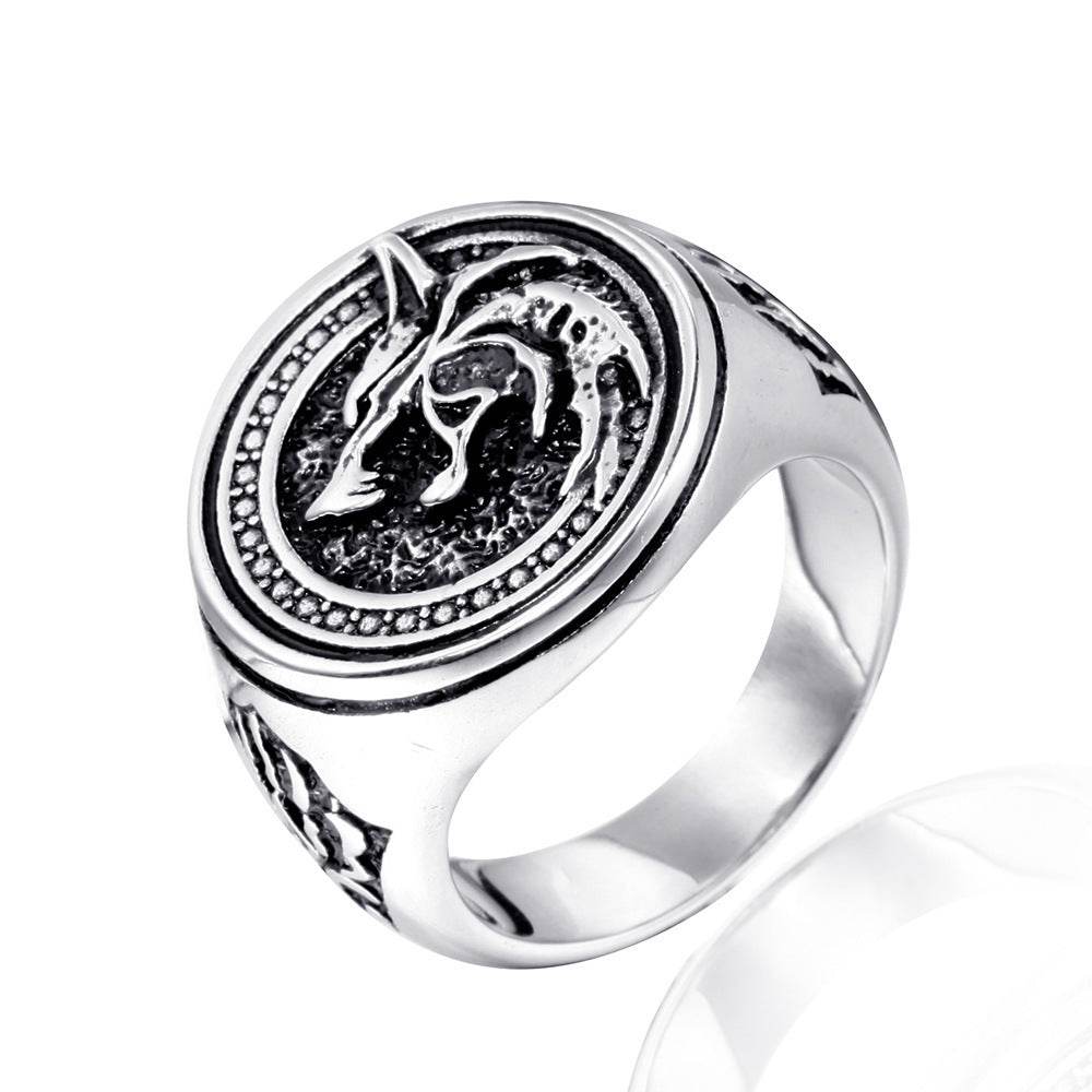 Warrior Vintage Men Hunter Wolf Ring - Mubimart
