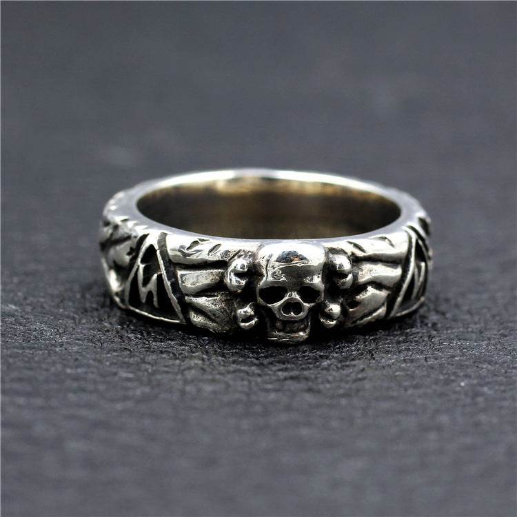 Mens Fashion Simple Sterling Silver Skull Ring - Mubimart