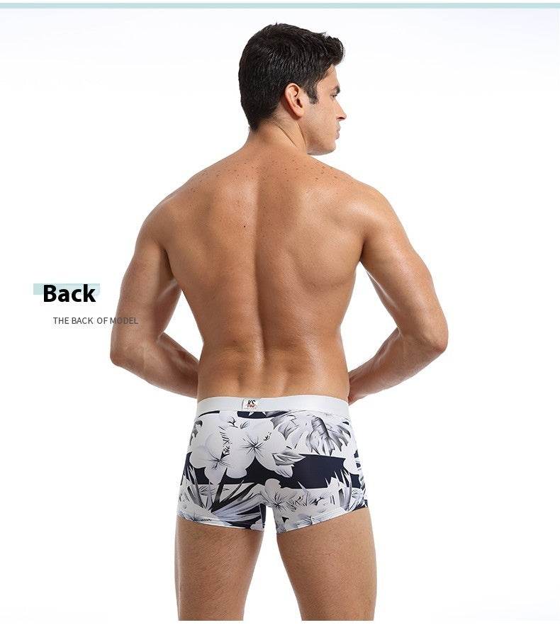 Ice Silk Fashion Printed Boxers - Mubimart