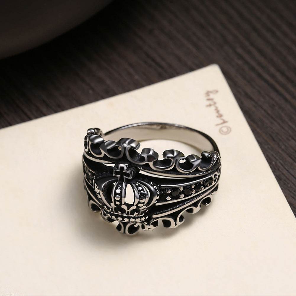Ring Men Punk Style Crown Ring European And American Style Accessories Ring - Mubimart