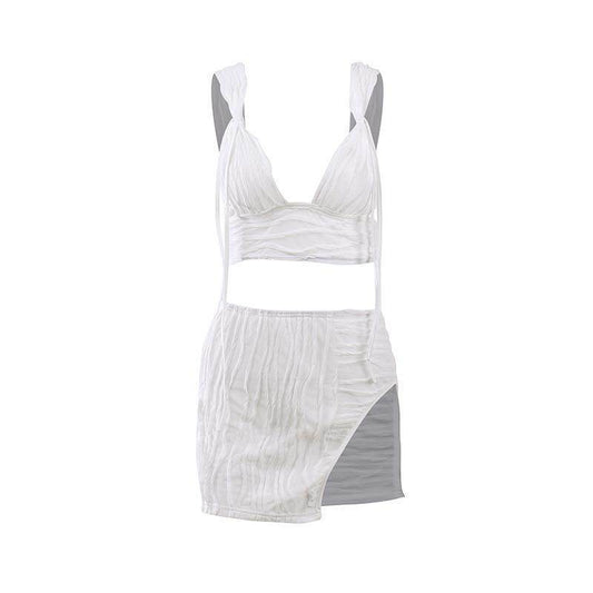 Women's Fork Slip Dress Hot Girl Suit - Mubimart