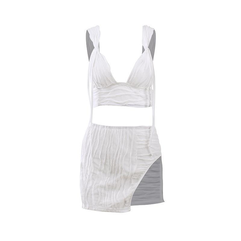 Women's Fork Slip Dress Hot Girl Suit - Mubimart -  