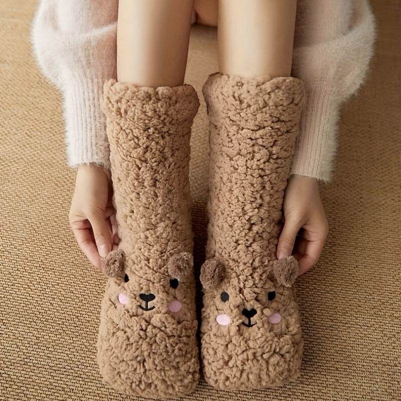 Cartoon Floor Winter Thick Polyester Fleece Fluffy Microfiber Women Fuzzy Socks Funny Fuzzy Dog Slipper Socks For Women Cute Fluffy Thick Warm Winter Socks Microfiber Soft Home Socks Christmas Gift - Mubimart