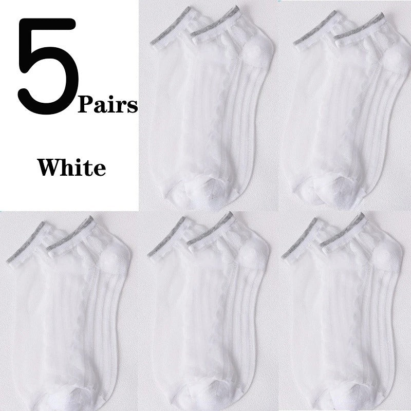 Women's Low-cut Liners Transparent Spun Glass Thin Socks - Mubimart -  