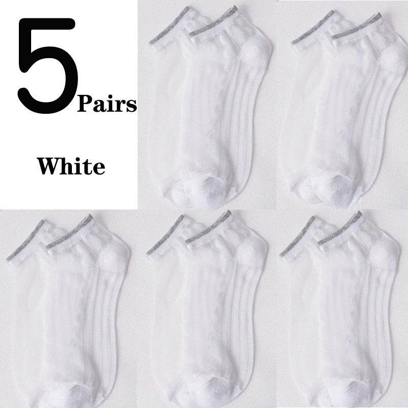 Women's Low-cut Liners Transparent Spun Glass Thin Socks - Mubimart