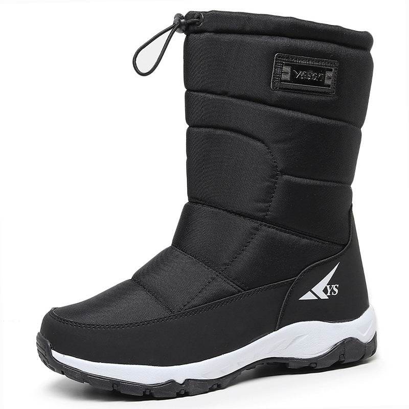 Men's Waterproof Snow Boots Short Ski Boots Fleece-lined Hiking Shoes - Mubimart