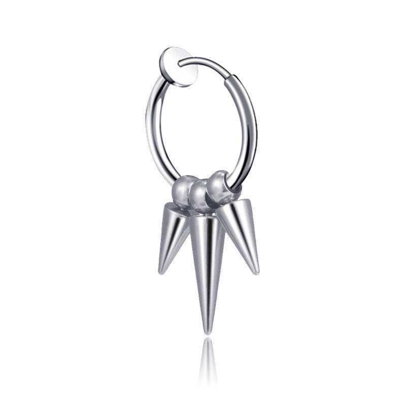 Stainless Steel Tassel Earrings Titanium Steel Single Point Stud Earrings Men - Mubimart