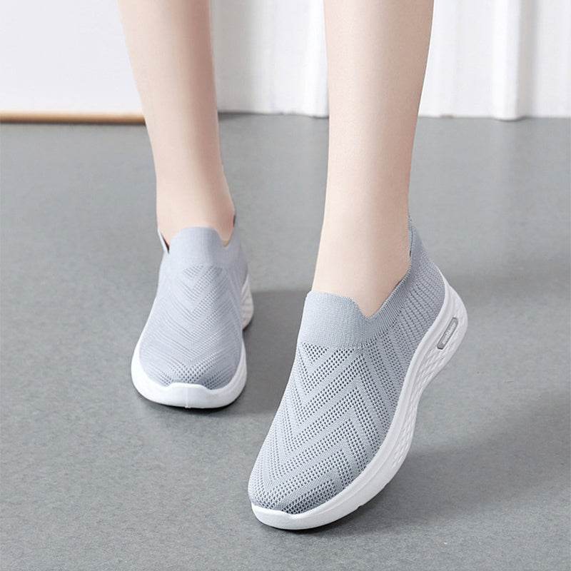 Casual Mesh Shoes Sock Slip On Flat Shoes For Women Sneakers Casual Soft Sole Walking Sports Shoe - Mubimart