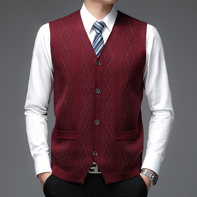 Men's Casual Buckle Knitted Sweater Vest