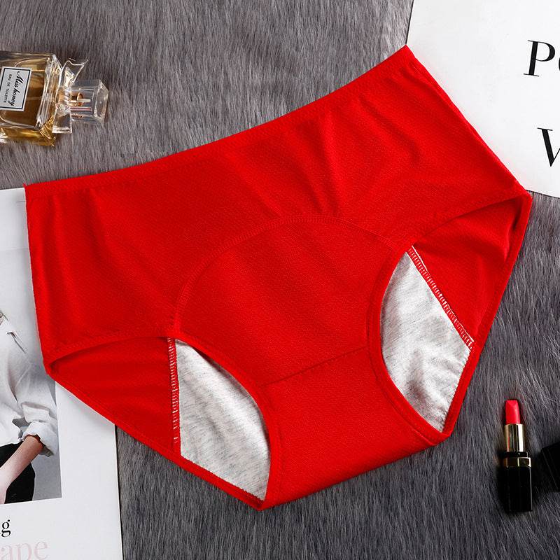 Leak-proof Mid-high-waist Hole Aunt Sanitary Pants - Mubimart