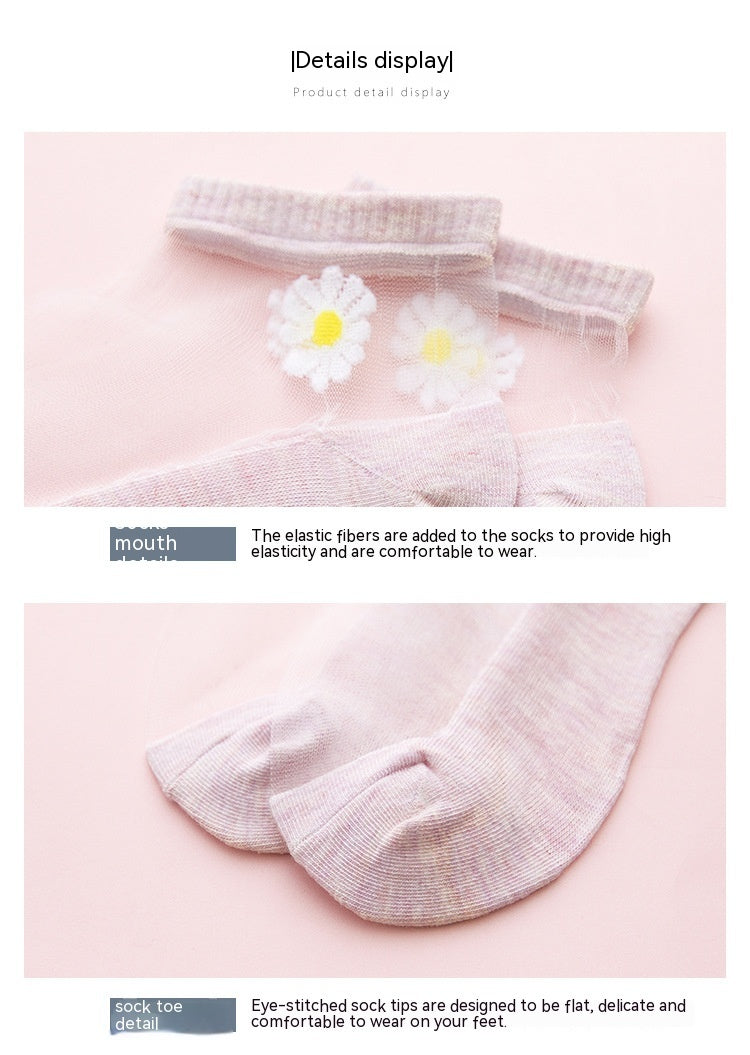 Women's Low-cut Liners Transparent Spun Glass Thin Socks - Mubimart -  