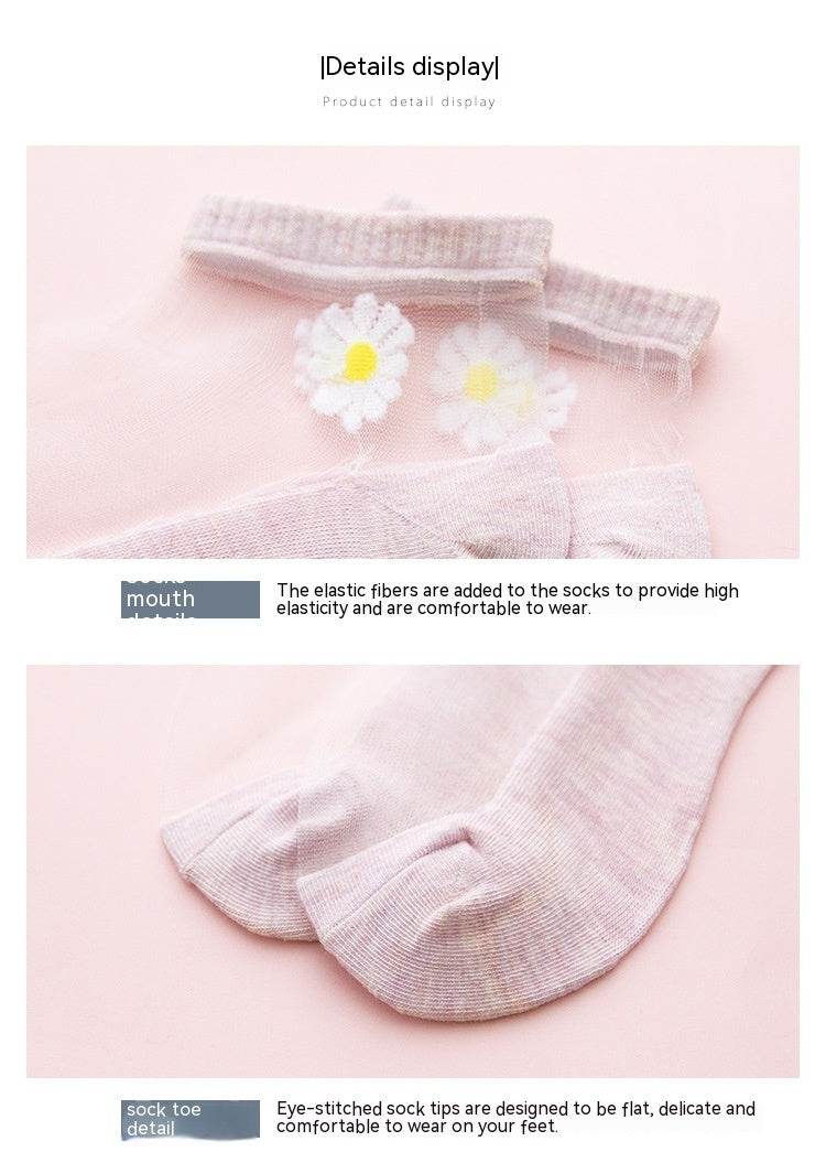 Women's Low-cut Liners Transparent Spun Glass Thin Socks - Mubimart