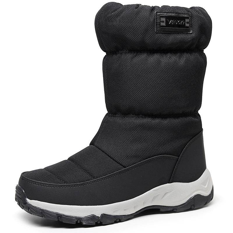 Men's Waterproof Snow Boots Short Ski Boots Fleece-lined Hiking Shoes - Mubimart