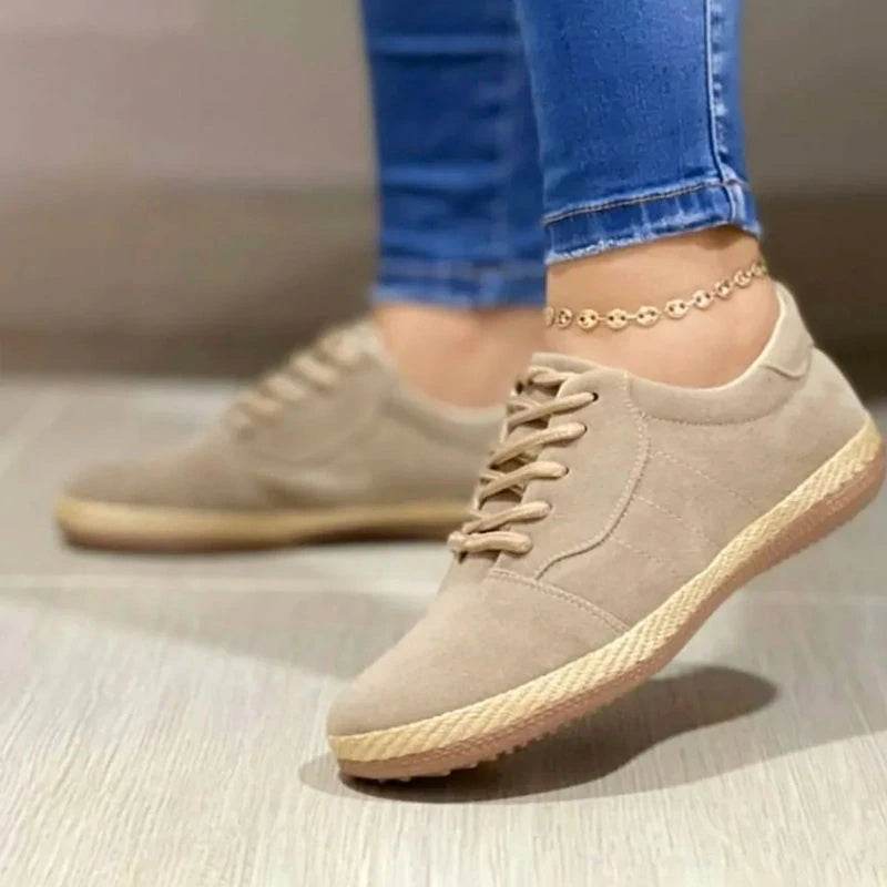 New Women's Lace-up Casual Round Toe Flat Comfort Shoes - Mubimart