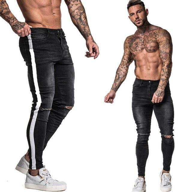 Patchwork Pants Jeans Men's Fit - Mubimart