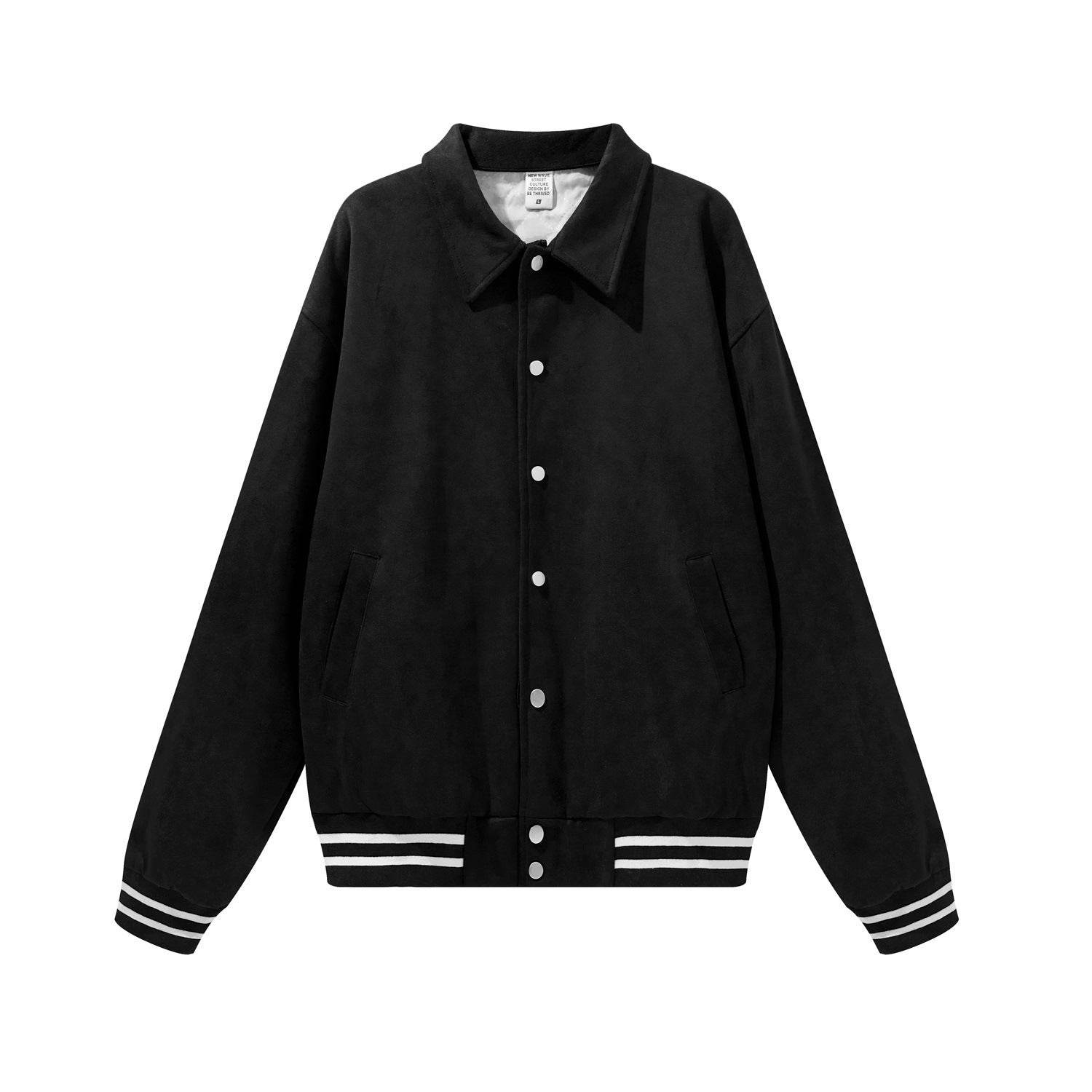 Fashion Loose Suede Lapel Jacket Bomber - Mubimart