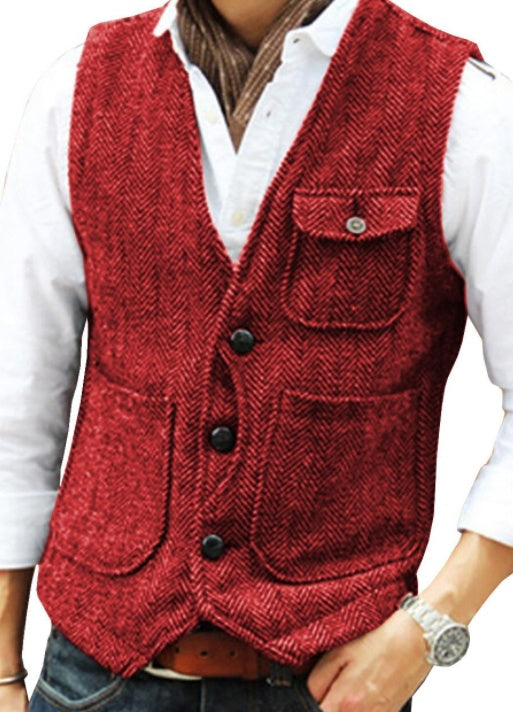 Herringbone Men's Suit Vest Vest