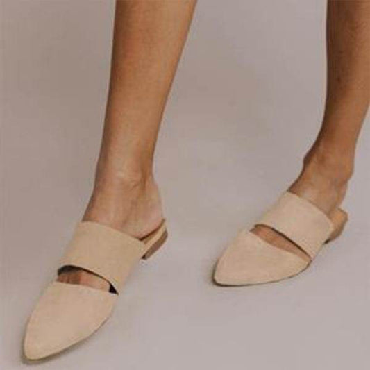 New Summer Flat Suede Pointed Toe Outdoor Slippers - Mubimart